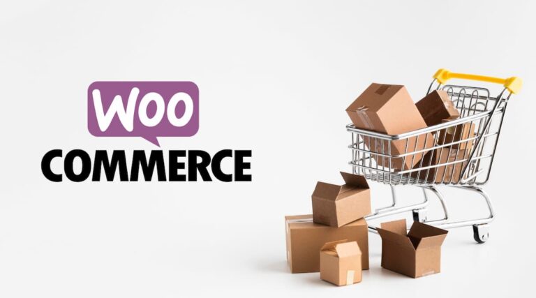 Logotipo Woocommerce ao lado de caixas de encomendas, representando como utilizar o plugin Frenet para Woocommerce em uma loja virtual||